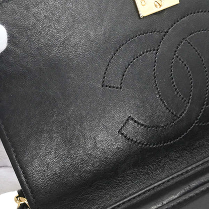 Chanel Black Lambskin Turnlock Mini Full Flap Shoulder Bag