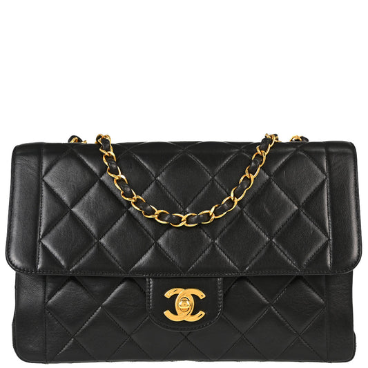 Chanel Black Lambskin Single Flap Shoulder Bag