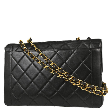 Chanel Black Lambskin Single Flap Shoulder Bag