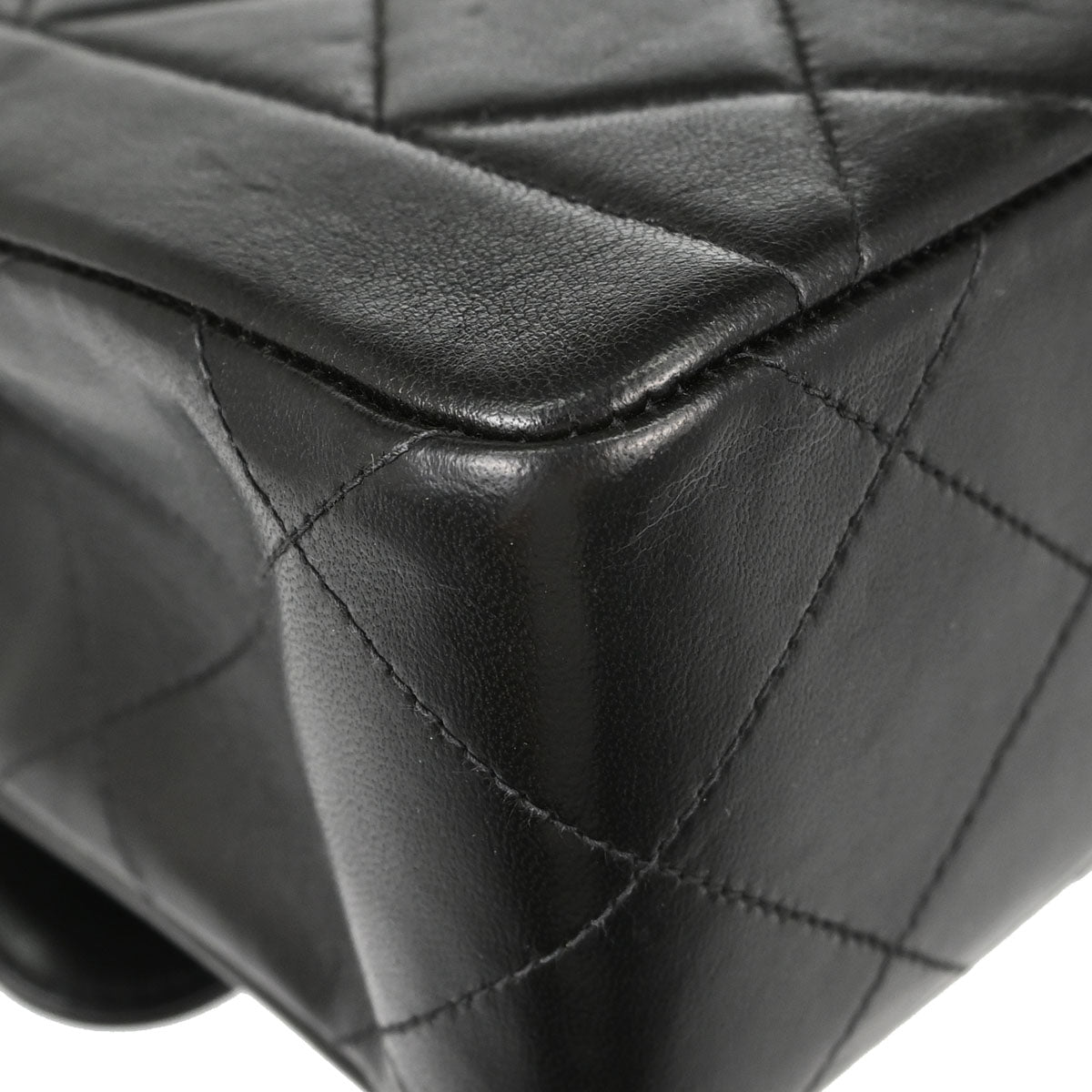 Chanel Black Lambskin Single Flap Shoulder Bag