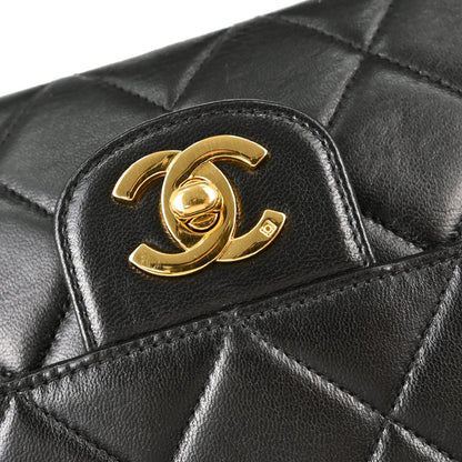 Chanel Black Lambskin Single Flap Shoulder Bag