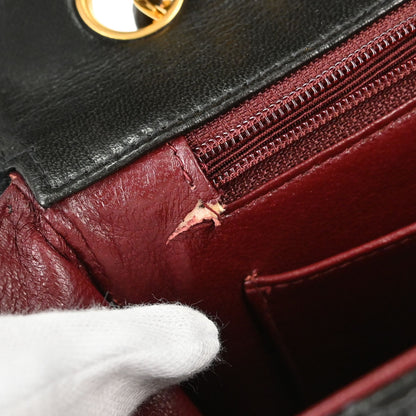 Chanel Black Lambskin Single Flap Shoulder Bag