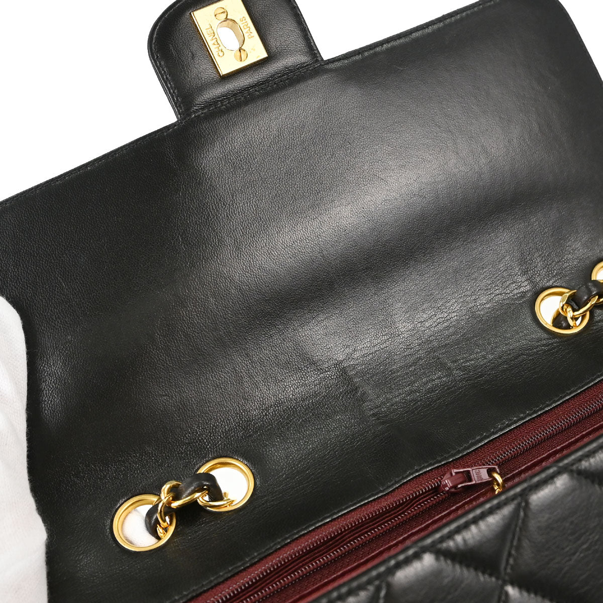 Chanel Black Lambskin Single Flap Shoulder Bag