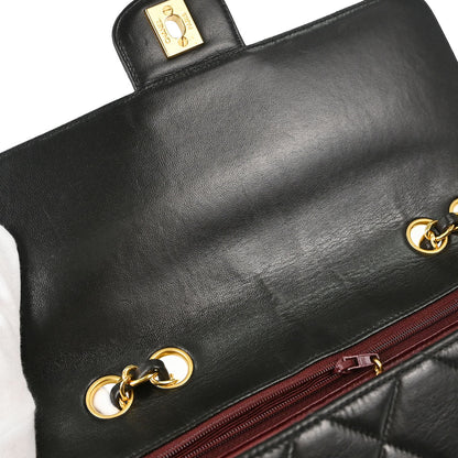 Chanel Black Lambskin Single Flap Shoulder Bag