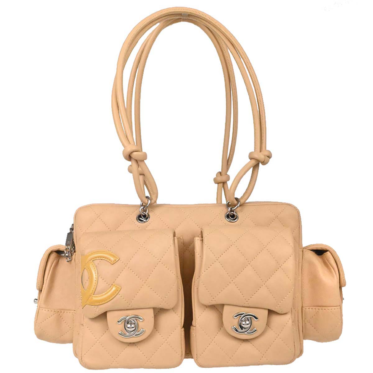 Chanel 2005-2006 Beige Calfskin Cambon Ligne Reporter Bag Handbag