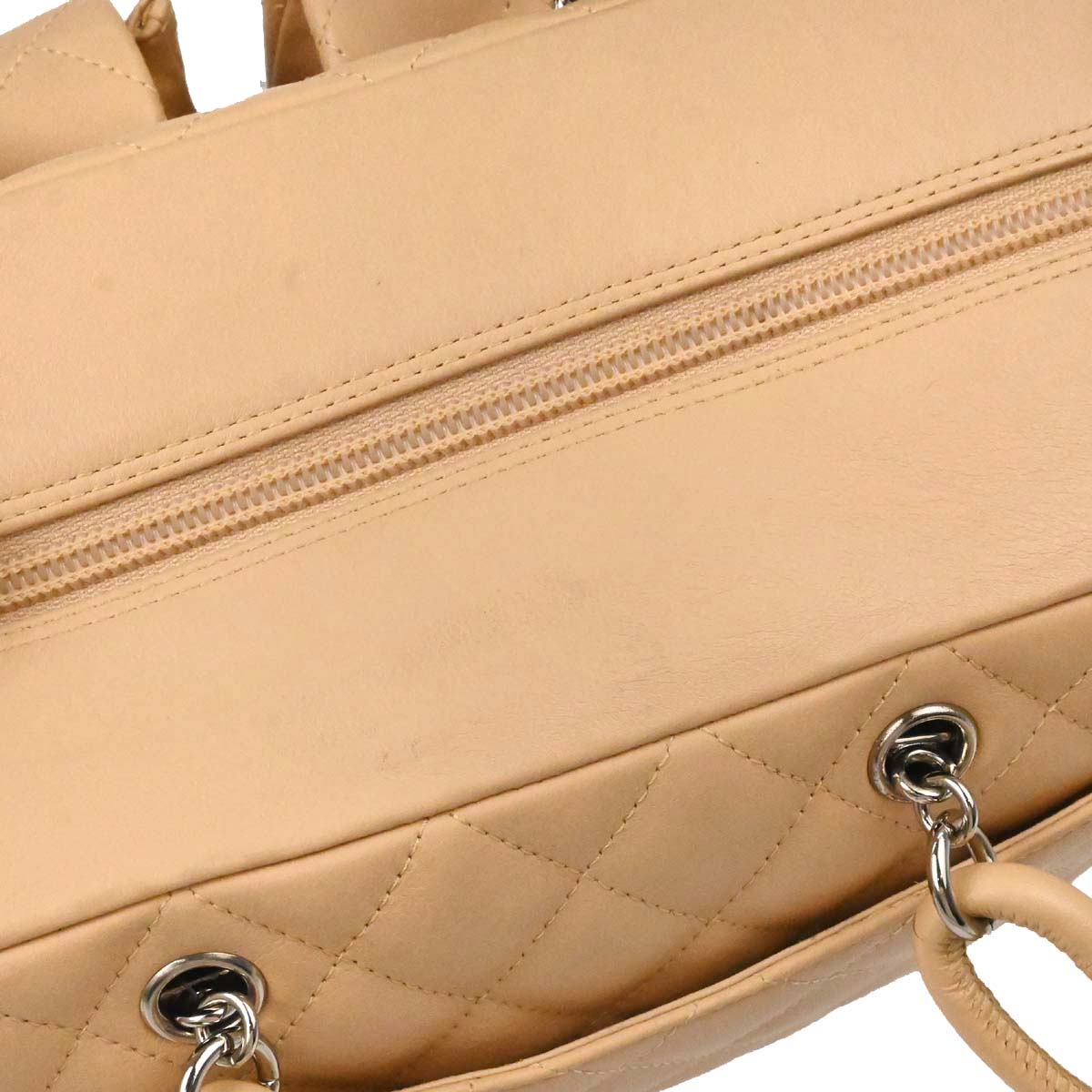 Chanel 2005-2006 Beige Calfskin Cambon Ligne Reporter Bag Handbag