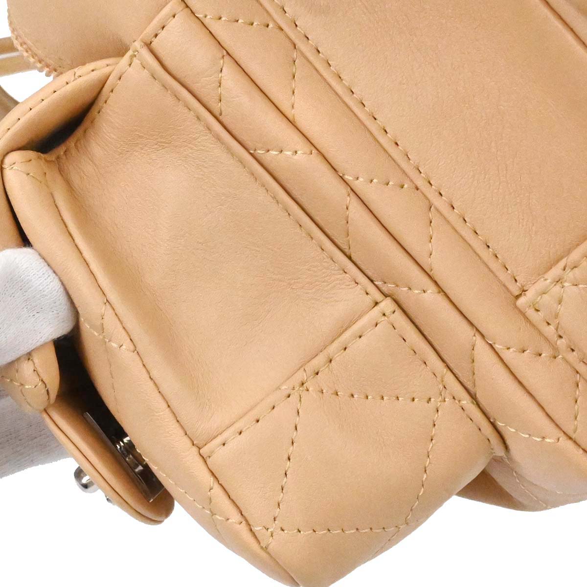 Chanel 2005-2006 Beige Calfskin Cambon Ligne Reporter Bag Handbag