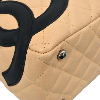 Chanel Beige Calfskin Cambon Ligne Bowling Bag 27