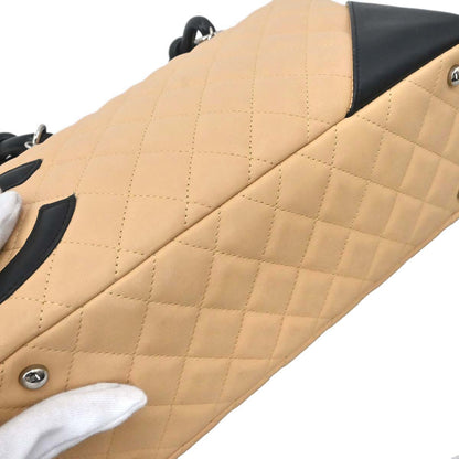 Chanel Beige Calfskin Cambon Ligne Bowling Bag 27
