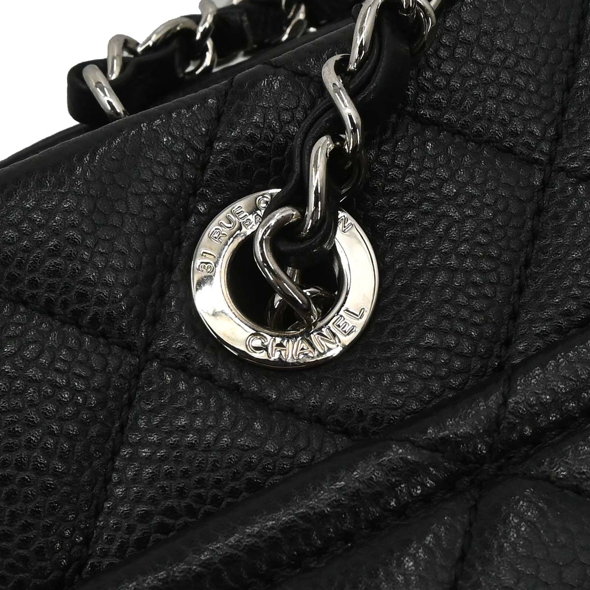 Chanel 2012-2013 Black Caviar Skin Timeless CC Chain Tote Bag