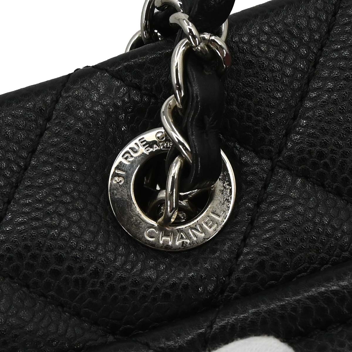 Chanel 2012-2013 Black Caviar Skin Timeless CC Chain Tote Bag