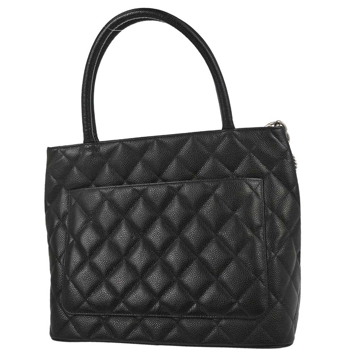 Chanel Black Caviar Medallion Tote Handbag