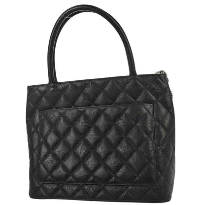 Chanel Black Caviar Medallion Tote Handbag