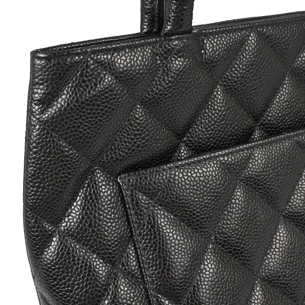 Chanel Black Caviar Medallion Tote Handbag