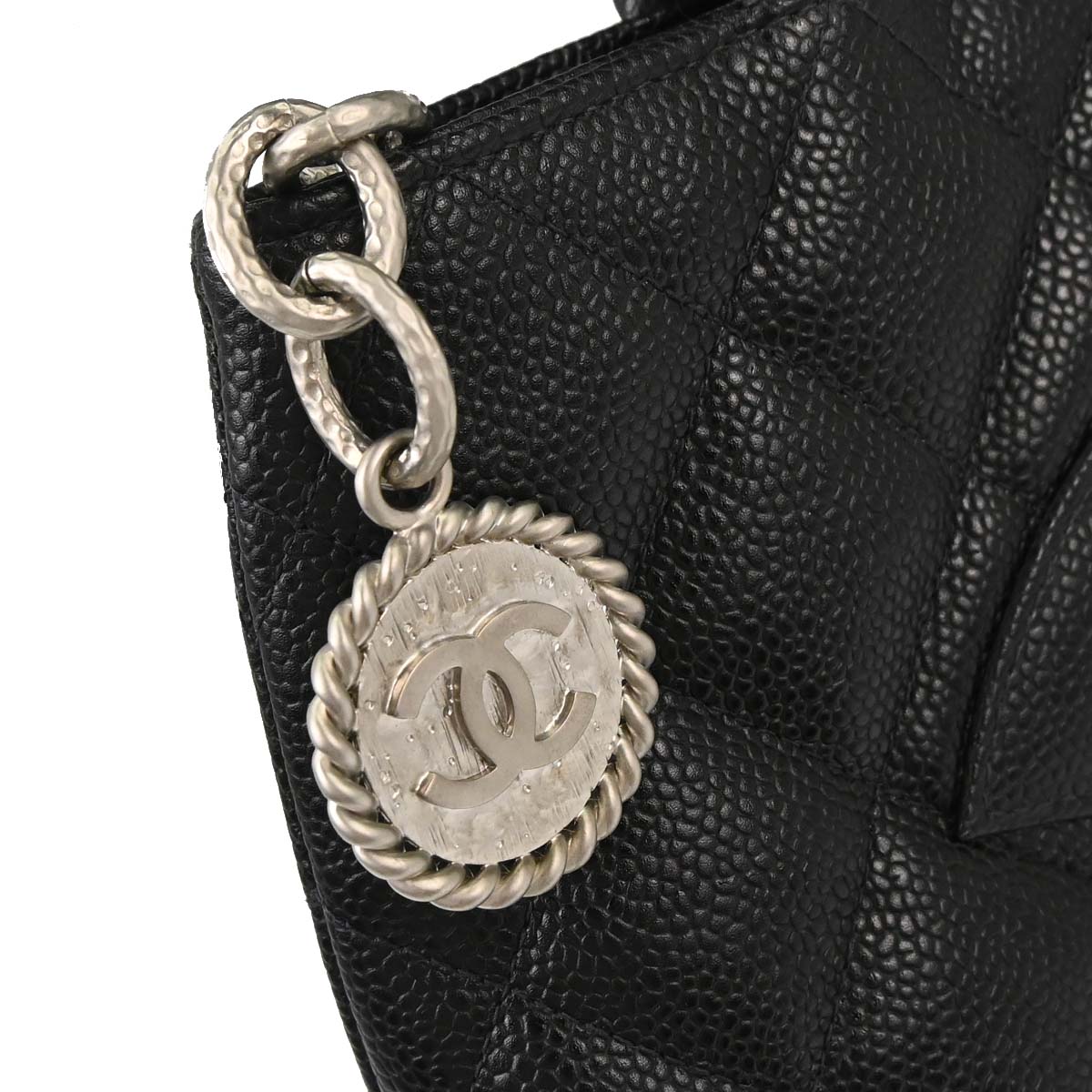 Chanel Black Caviar Medallion Tote Handbag