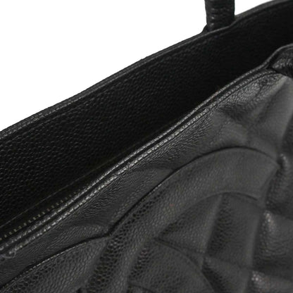 Chanel Black Caviar Medallion Tote Handbag