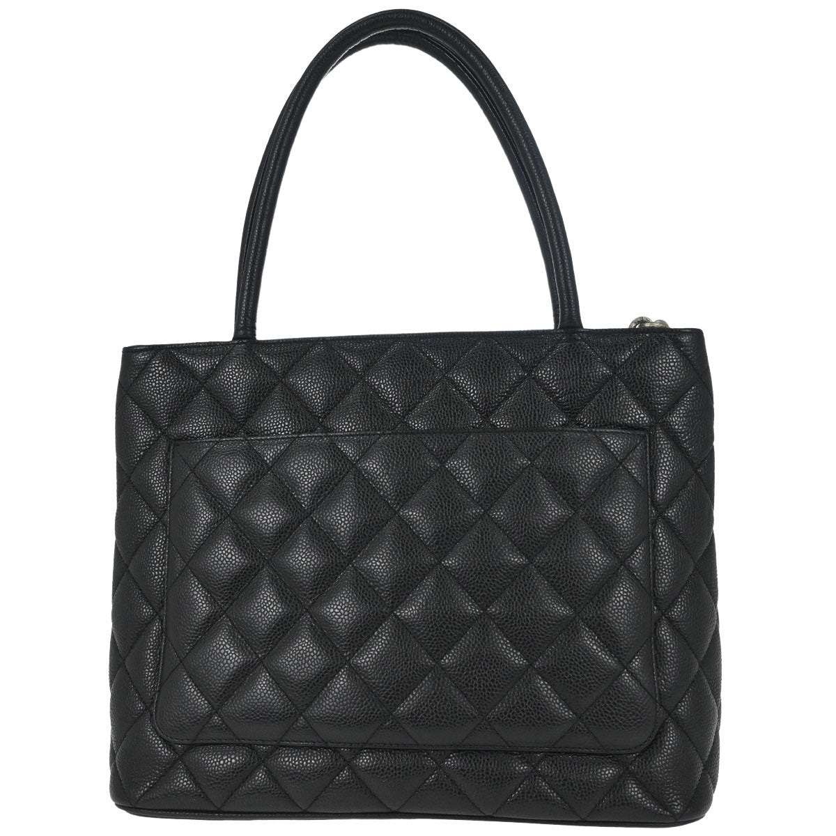 Chanel Black Caviar Skin Medallion Tote Handbag