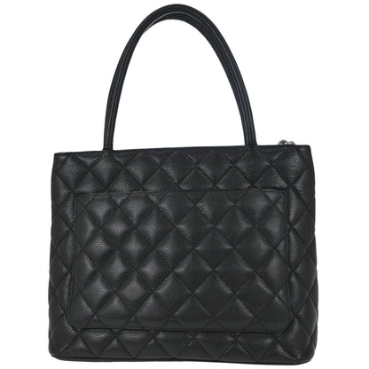 Chanel Black Caviar Skin Medallion Tote Handbag