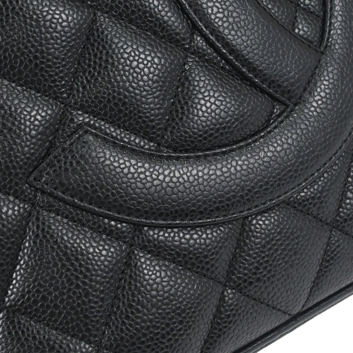 Chanel Black Caviar Skin Medallion Tote Handbag