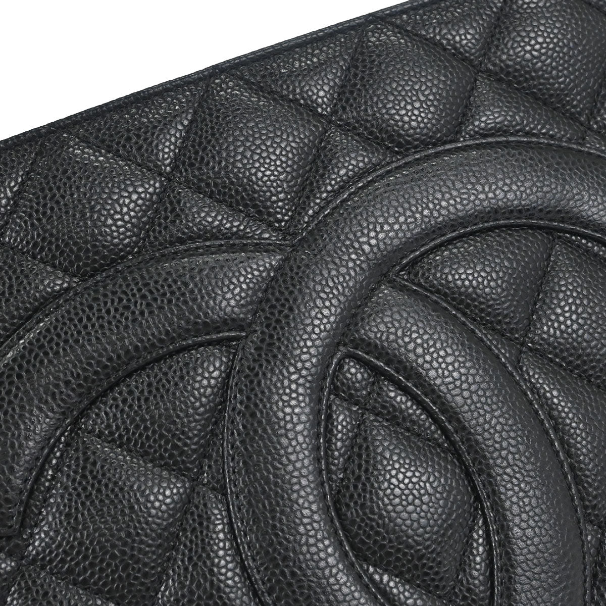 Chanel Black Caviar Skin Medallion Tote Handbag
