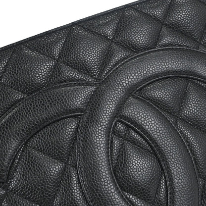 Chanel Black Caviar Skin Medallion Tote Handbag