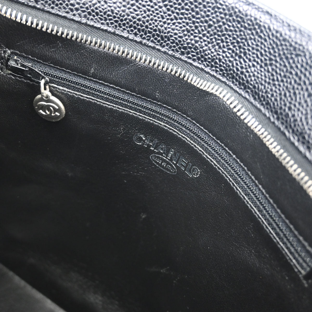 Chanel Black Caviar Skin Medallion Tote Handbag
