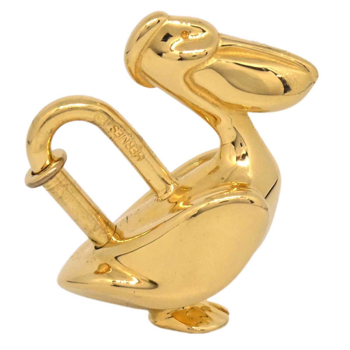 Hermes Pelican Motif 1992 Limited Cadena Padlock Gold Bag Charm