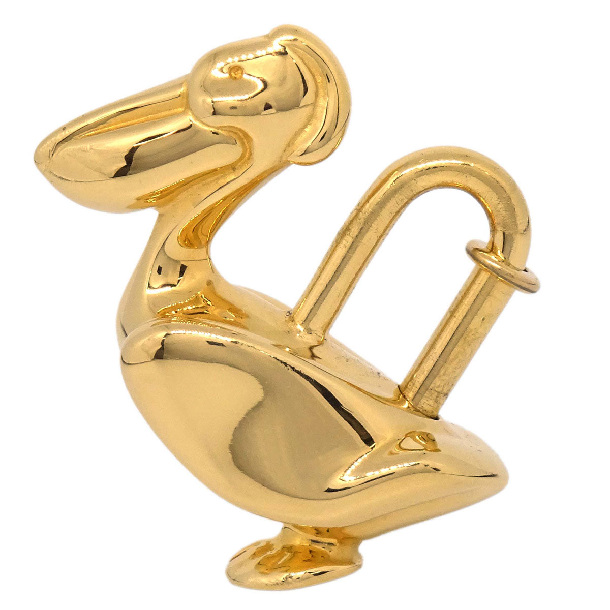 Hermes Pelican Motif 1992 Limited Cadena Padlock Gold Bag Charm