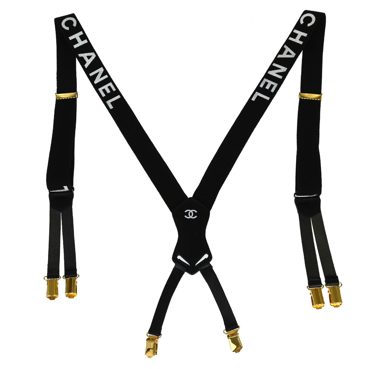 Chanel Black Suspenders 21 Small Good