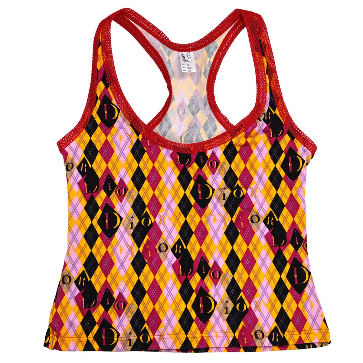 Christian Dior Argyle Tank Top Yellow Pink #38