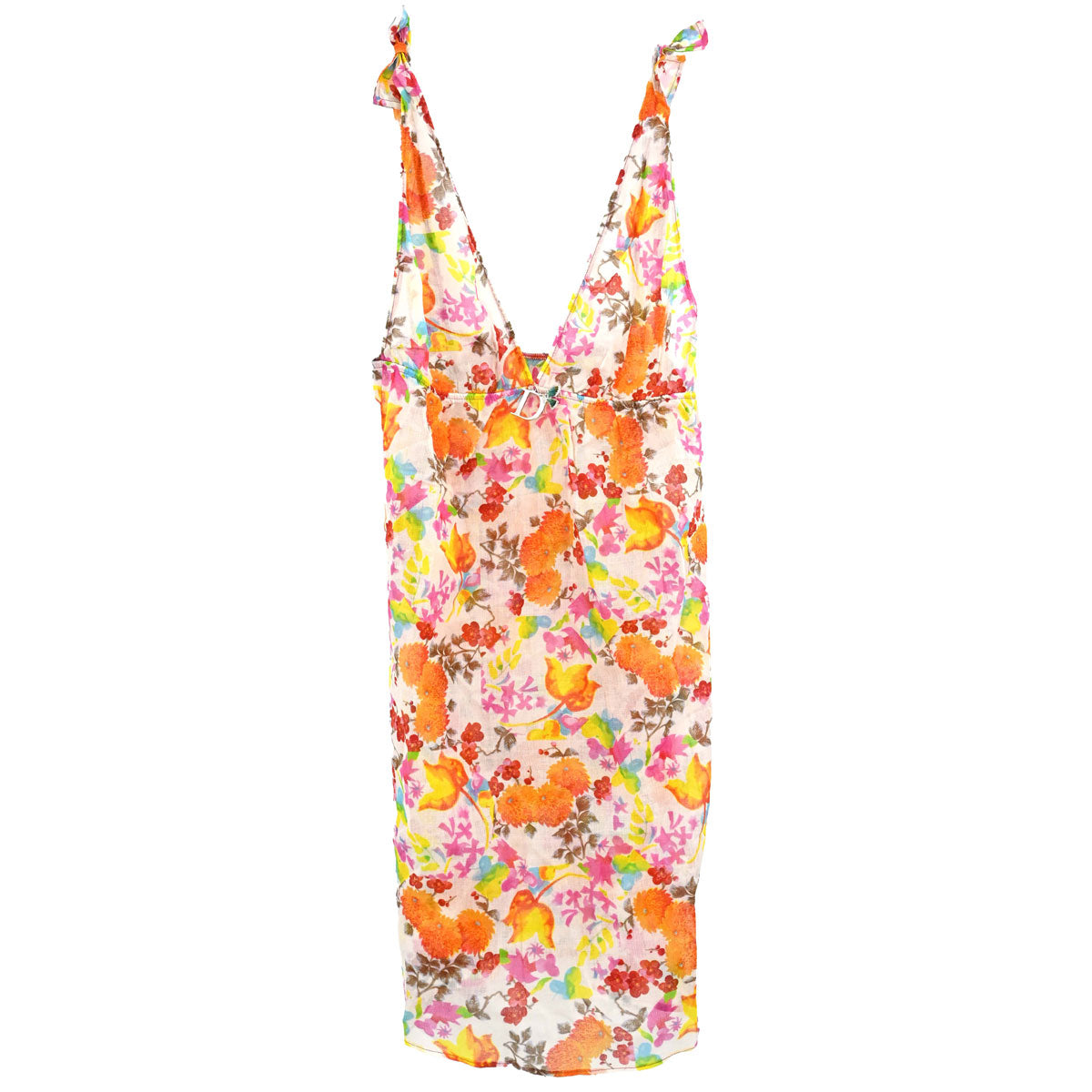 Christian Dior Sleeveless Top Sheer Floral Print White #36