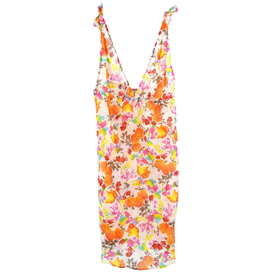 Christian Dior Sleeveless Top Sheer Floral Print White #36