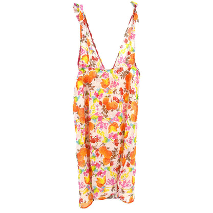 Christian Dior Sleeveless Top Sheer Floral Print White #36