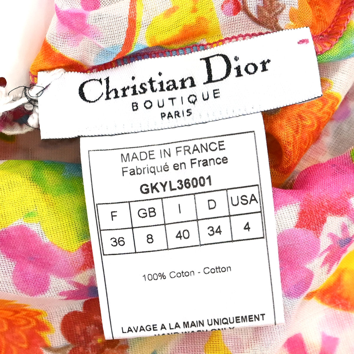Christian Dior Sleeveless Top Sheer Floral Print White #36