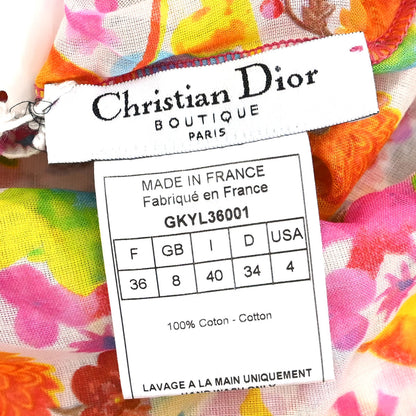 Christian Dior Sleeveless Top Sheer Floral Print White #36