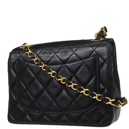 Chanel 1989-1991 Black Lambskin Mini Classic Square Flap Shoulder Bag 17