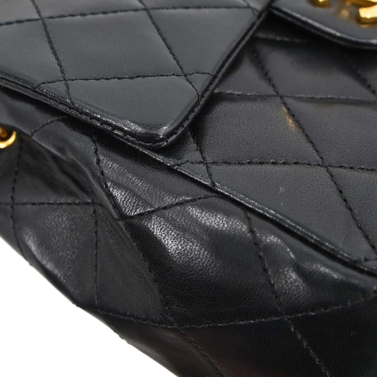 Chanel 1989-1991 Black Lambskin Mini Classic Square Flap Shoulder Bag 17