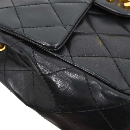 Chanel 1989-1991 Black Lambskin Mini Classic Square Flap Shoulder Bag 17