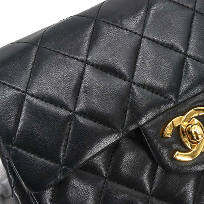 Chanel 1989-1991 Black Lambskin Mini Classic Square Flap Shoulder Bag 17