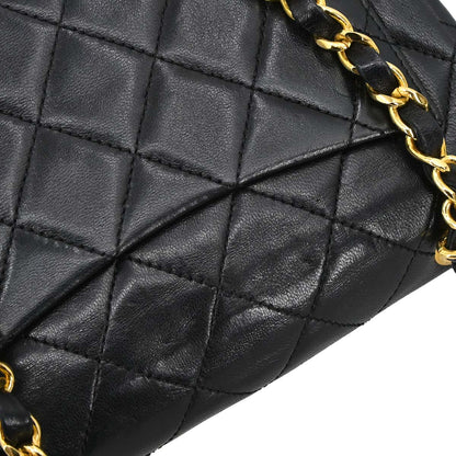 Chanel 1989-1991 Black Lambskin Mini Classic Square Flap Shoulder Bag 17