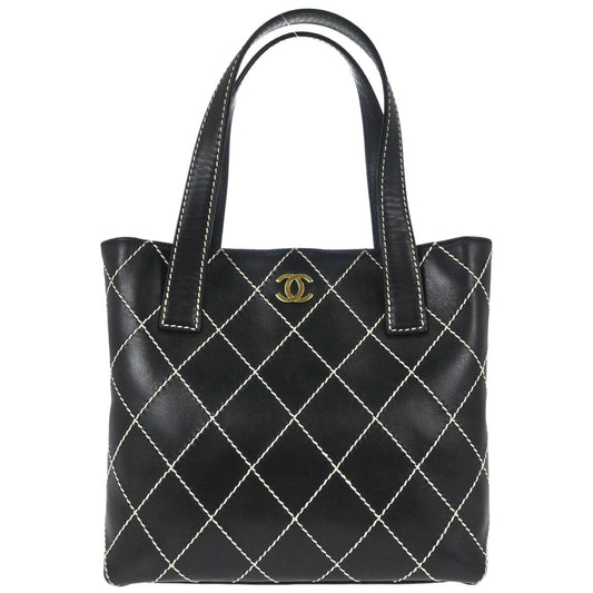 Chanel Black Calfskin Wild Stitch Tote Handbag