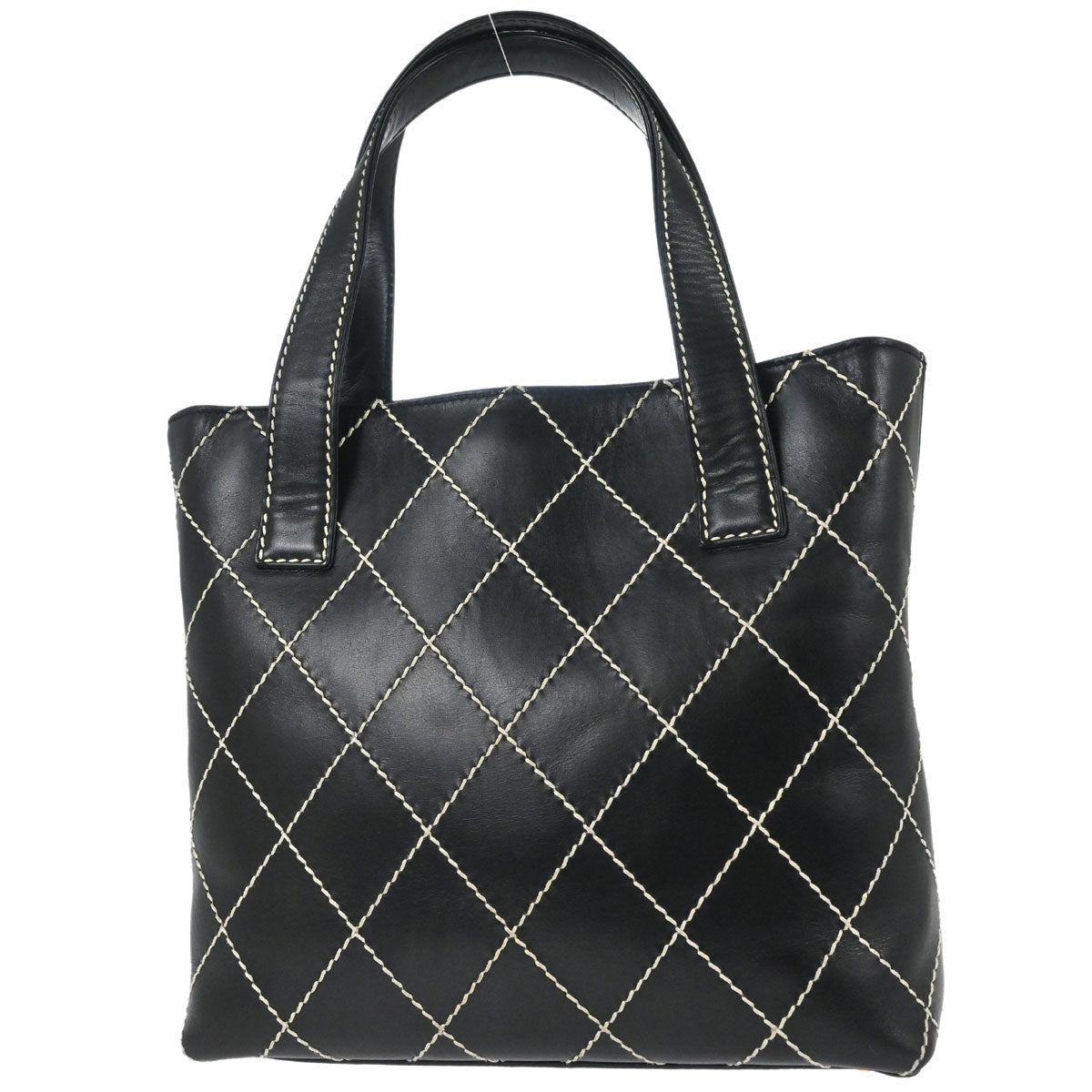 Chanel Black Calfskin Wild Stitch Tote Handbag