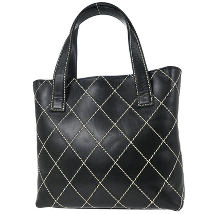Chanel Black Calfskin Wild Stitch Tote Handbag