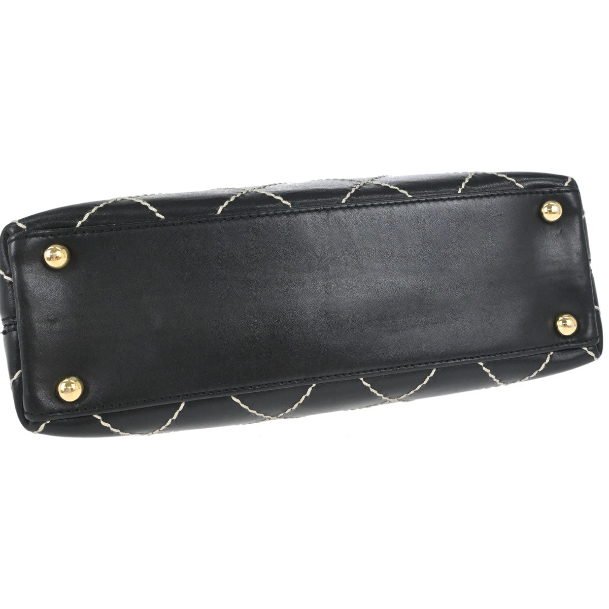 Chanel Black Calfskin Wild Stitch Tote Handbag