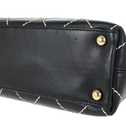 Chanel Black Calfskin Wild Stitch Tote Handbag