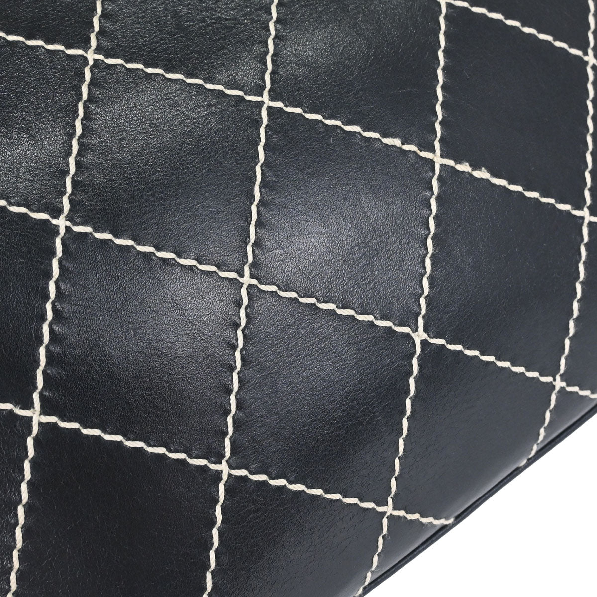 Chanel Black Calfskin Wild Stitch Tote Handbag