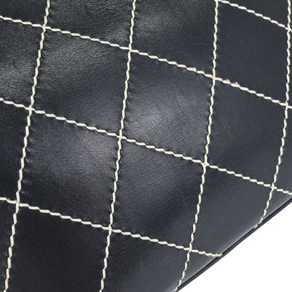 Chanel Black Calfskin Wild Stitch Tote Handbag