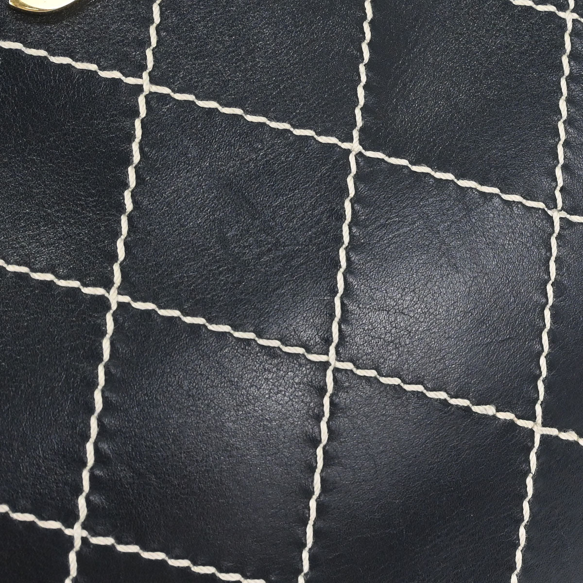 Chanel Black Calfskin Wild Stitch Tote Handbag