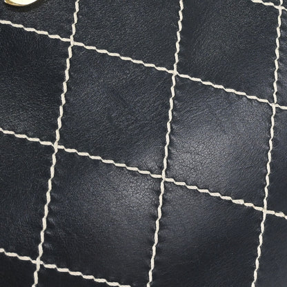Chanel Black Calfskin Wild Stitch Tote Handbag