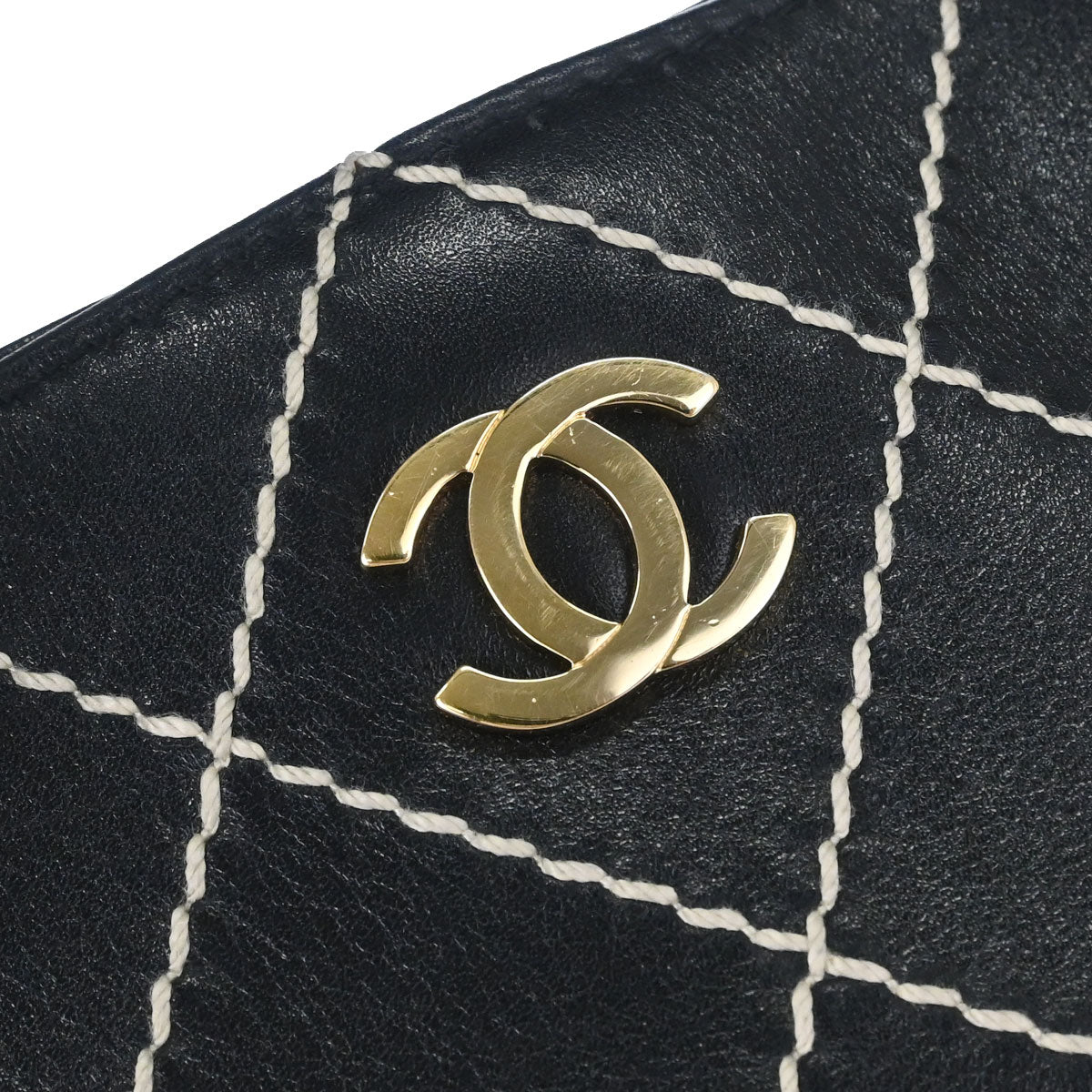 Chanel Black Calfskin Wild Stitch Tote Handbag